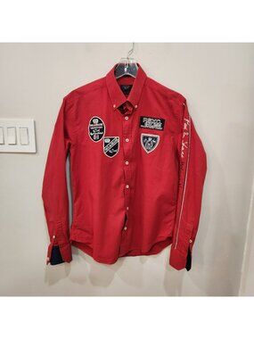 RARE Vintage Paul & Shark Yachting Red Button Down Sailing Shirt Mens 42 XL